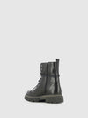Botins com Fecho em Pele Preta